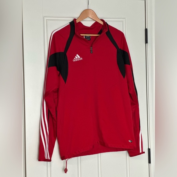 Adidas Quarter Zip Pullover Red Size L - Picture 1 of 8